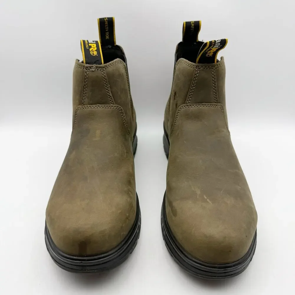 Timberland Pro Mens Nashoba Work Boots 7.5 Brown WP EH Comp Toe Pull-On EUC